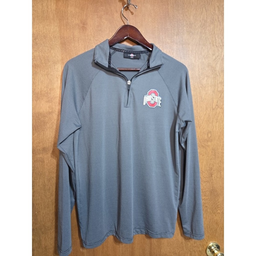 Scarlet & Gray Ohio State Buckeyes NCAA Quarter Zip Pullover Men Small Gray Logo